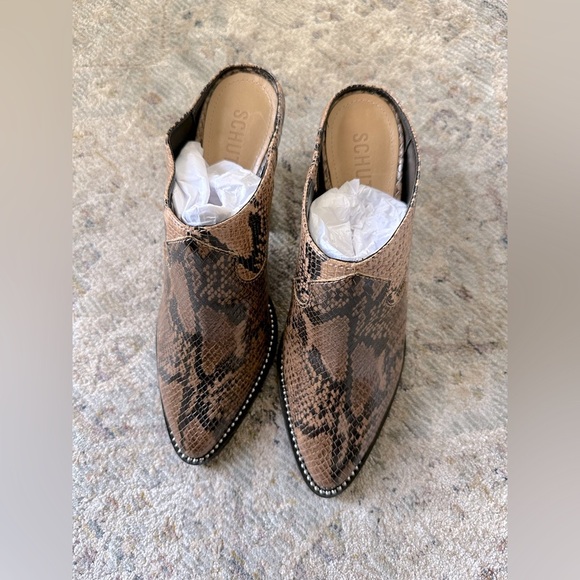 SCHUTZ Destiny Leather Mule in Bear & Honey Snake, US size 8 - Picture 5 of 5